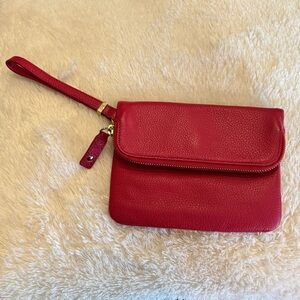 Talbots Elegant Red Leather Wristlet